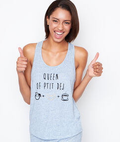 Product La reine du p´tit dej, pas besoin de chercher bien loin, c´est vous! Top Encolure ronde Sans manches Le mannequin mesure 177cm et porte une taille S/36Description La reine du p´tit dej, pas besoin de chercher bien loin, c´est vous! Top Encolure ronde Sans manches Le mannequin mesure 177cm et porte une taille S/36 Femme Nuit > MODÈLES > Hauts de Pyjama > Les Sans Manches Frais de port offerts des 60EUR Mise à jour 01/11/18