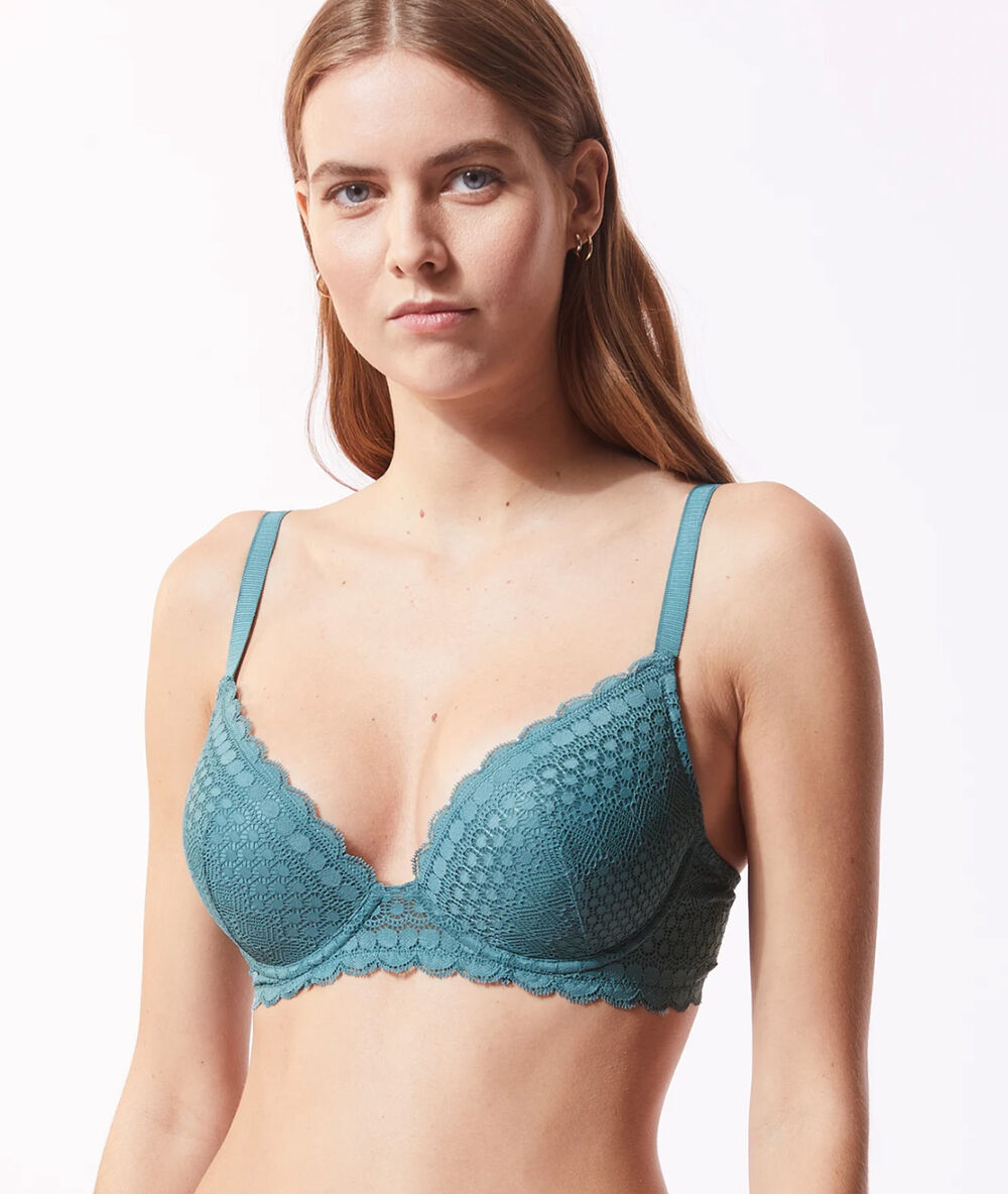 Soutien-gorge n°2 - push-up plongeant emeraude.
