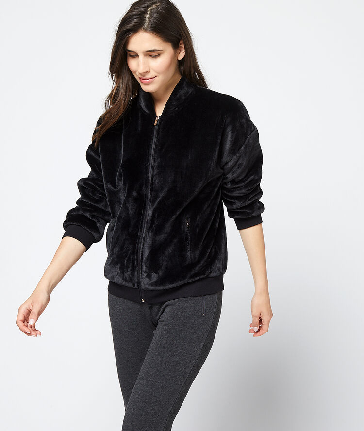 Veste homewear épaisse ultra douce noir.