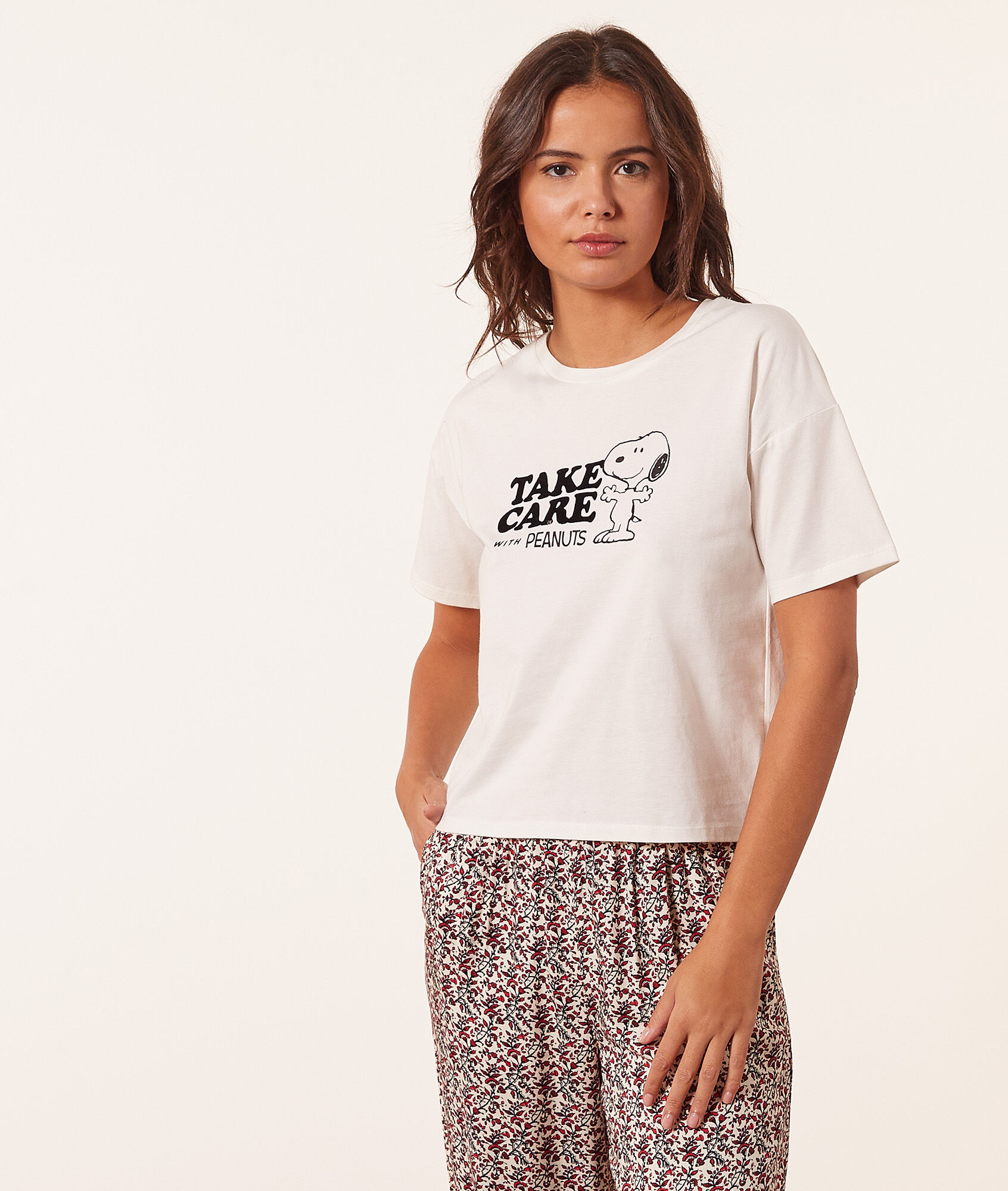 Top snoopy 'take care with peanuts' - Tilda - XS - Ecru - Femme - Etam