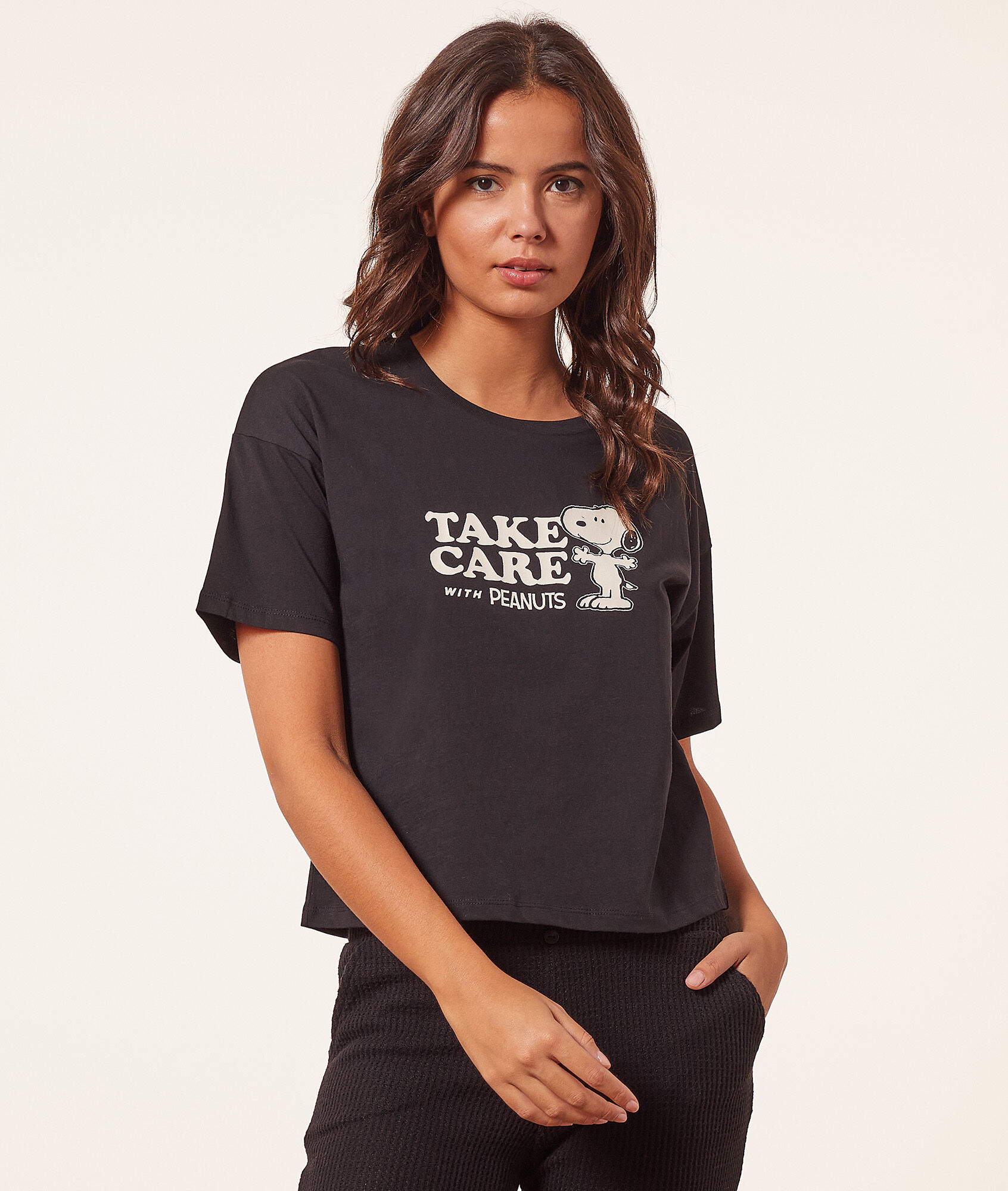 Top snoopy 'take care with peanuts' - Tilda - XS - Noir - Femme - Etam