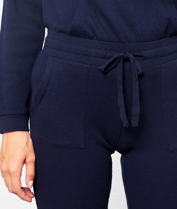 Pantalon de pyjama à nouer marine.