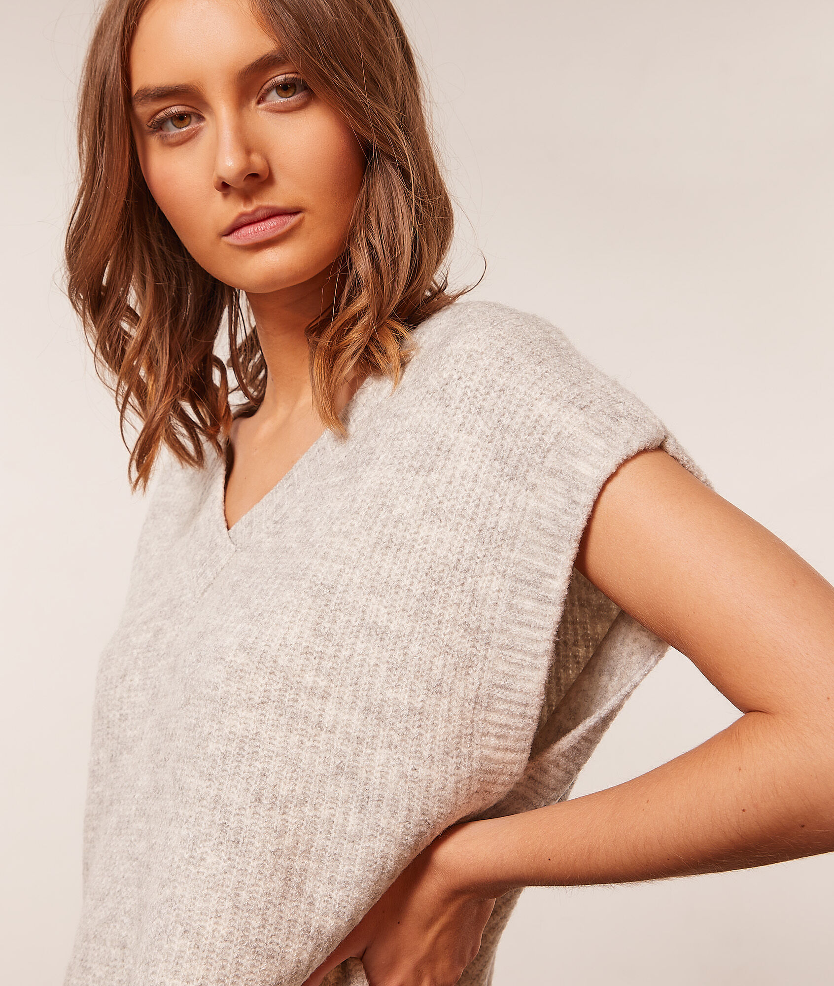 Pull en maille sans manches - Denson - S - Gris - Femme - Etam