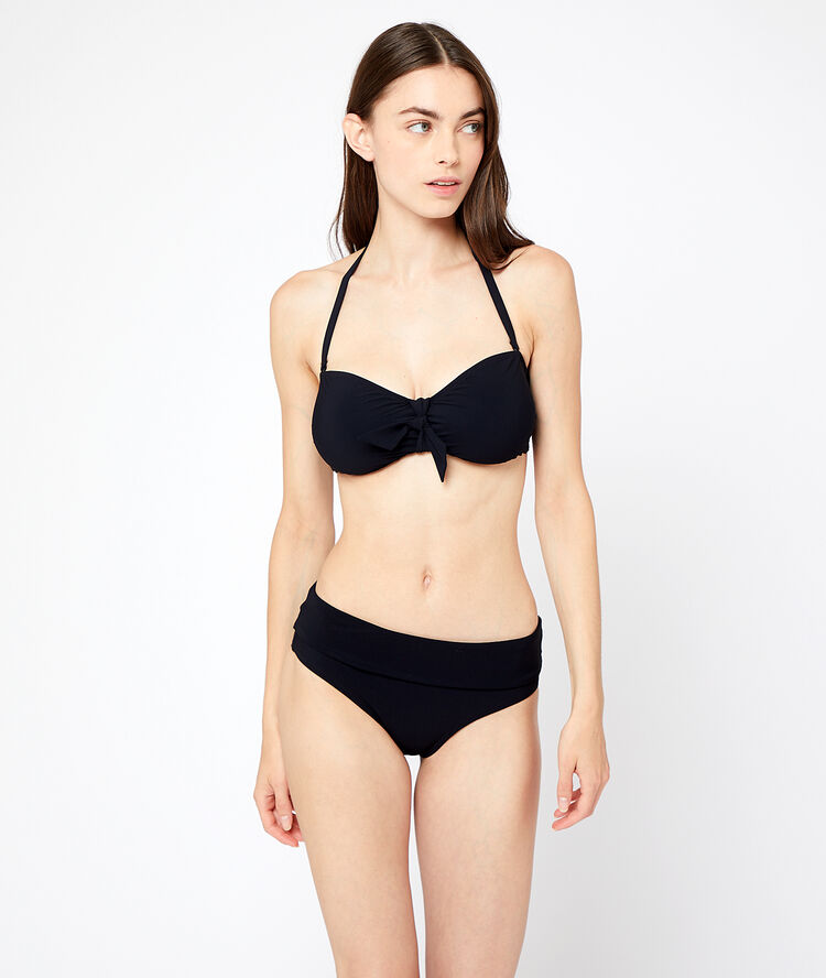 Haut de maillot de bain bandeau, à noeud noir.