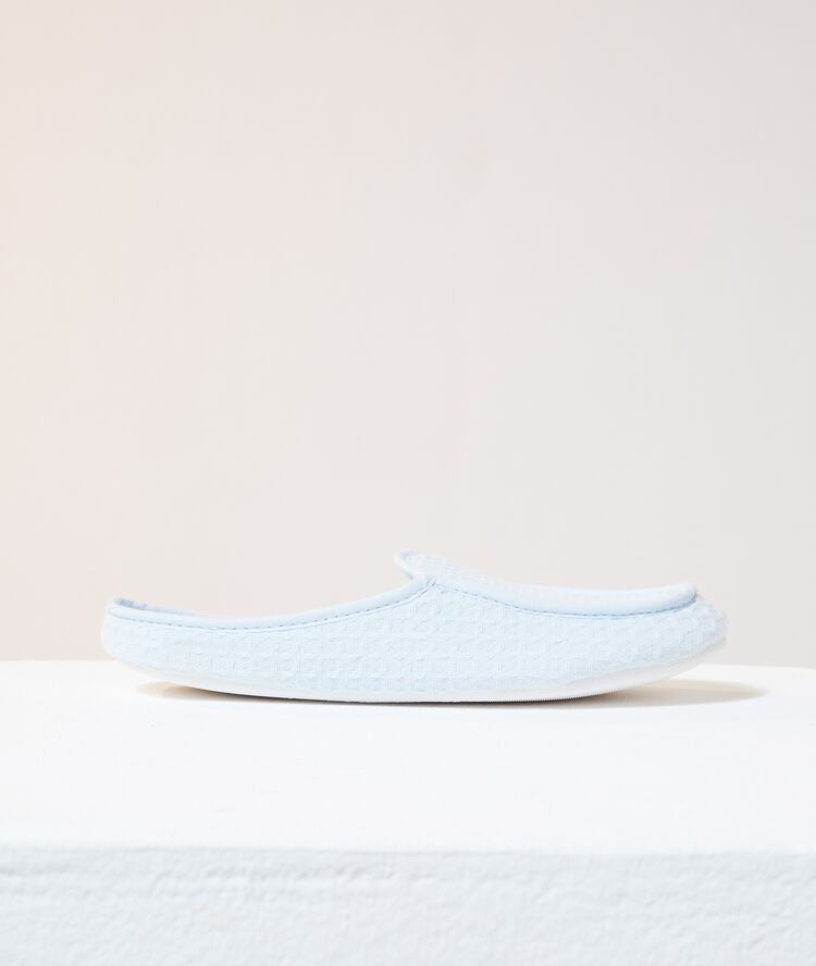 Mules maille nid d'abeille bleu.