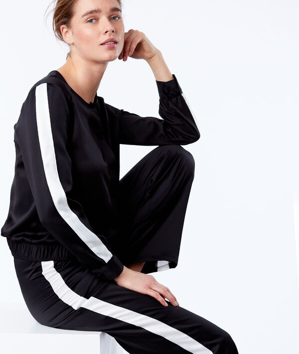 Veste satinée à bandes contrastées Veste satinée à bandes contrastées