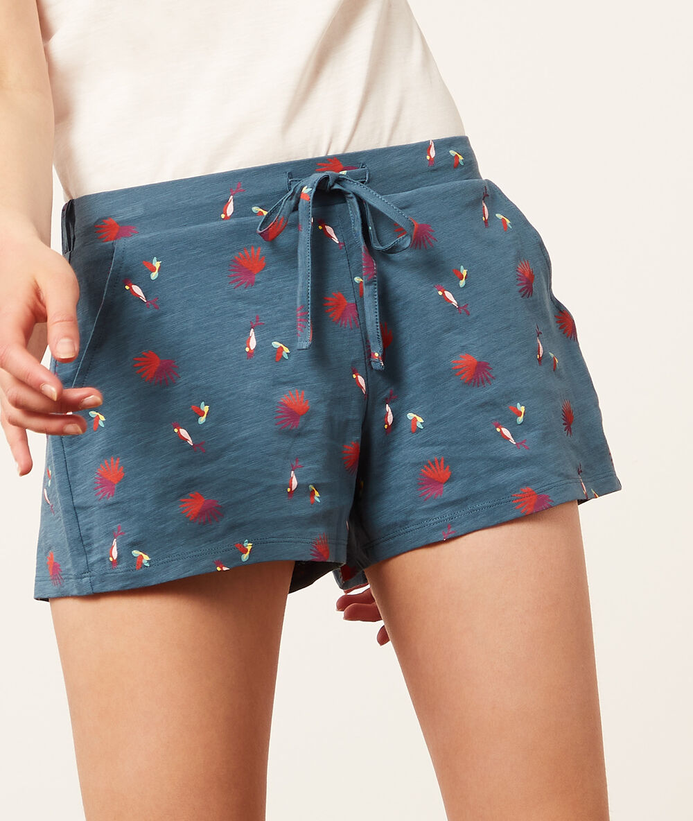 Short de pyjama imprimé bleu.