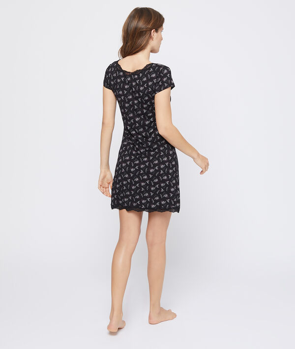 Nuisette imprimé fleuri décolleté dentelle Nuisette imprimé fleuri décolleté dentelle