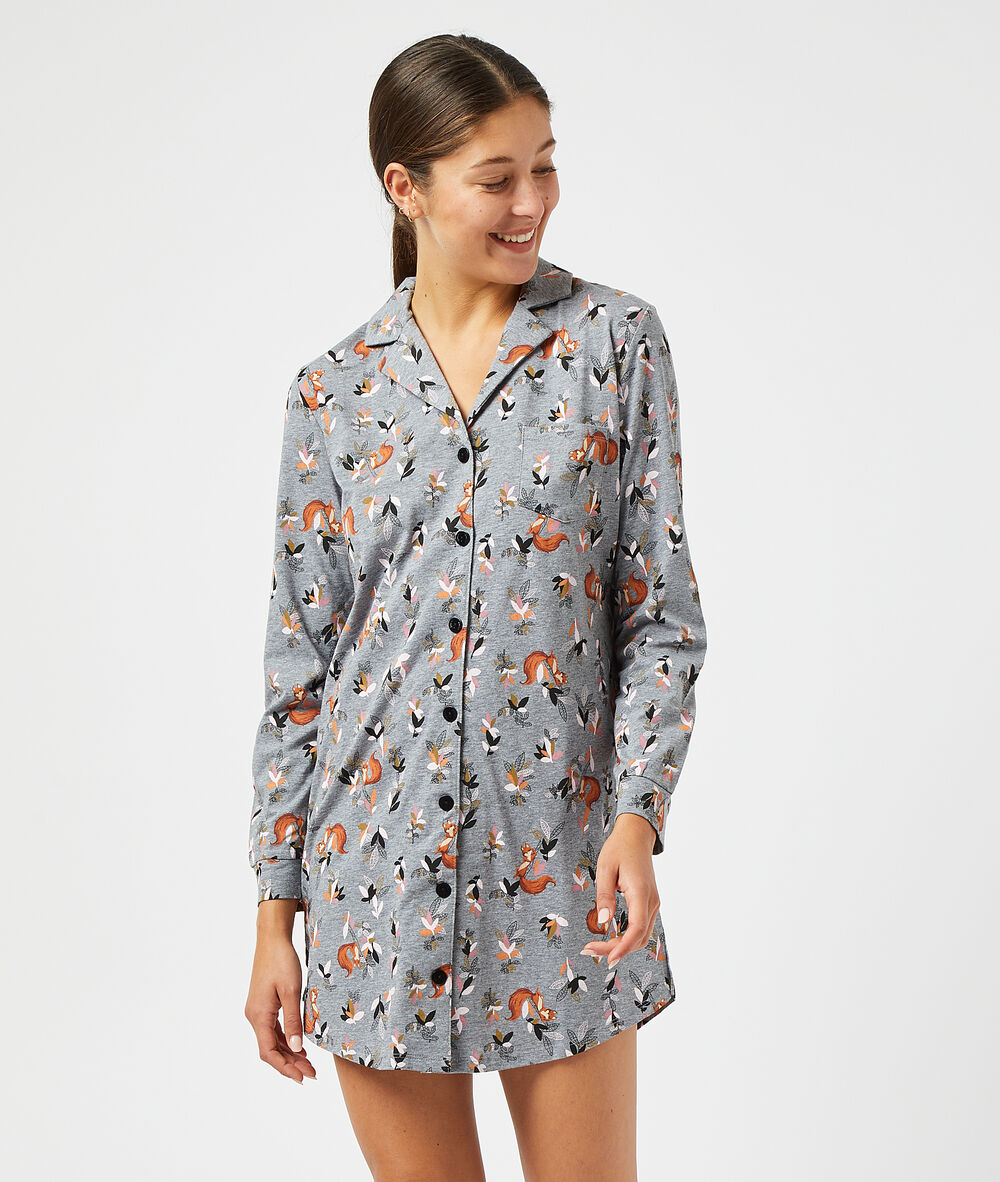 Chemise de nuit imprimée - - ANTHRACITE - ETAM