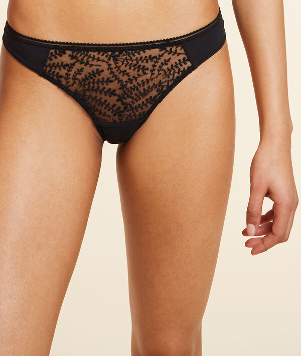 Tanga en tulle brodé Tanga en tulle brodé;${refinementColor}