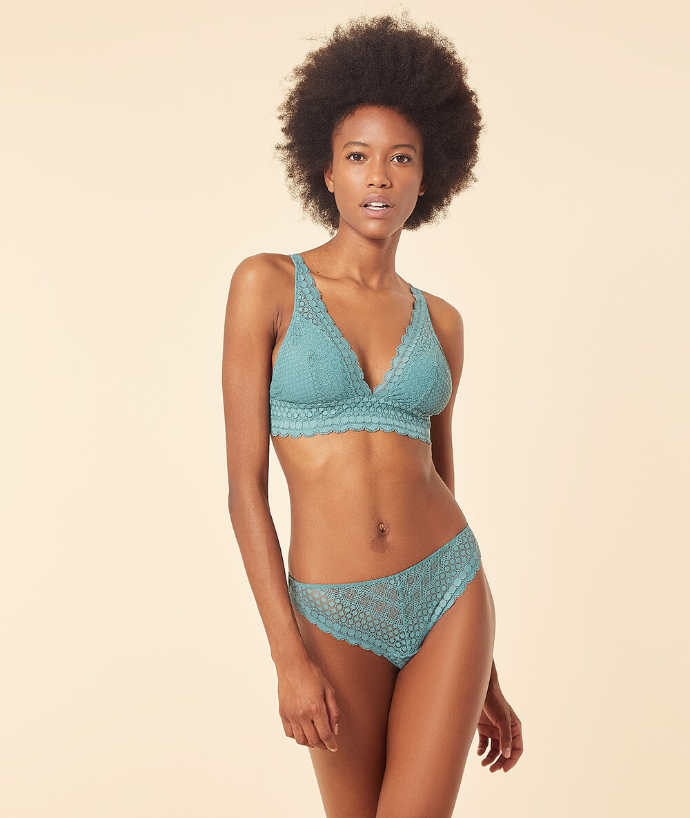 Shorty en dentelle emeraude.