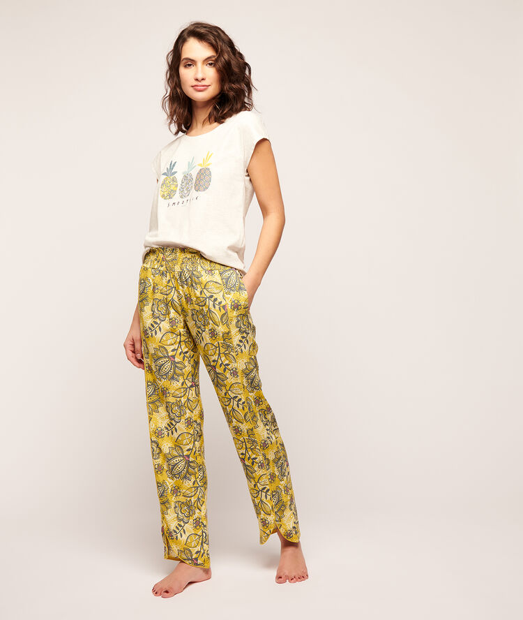 Pantalon imprimé jaune.