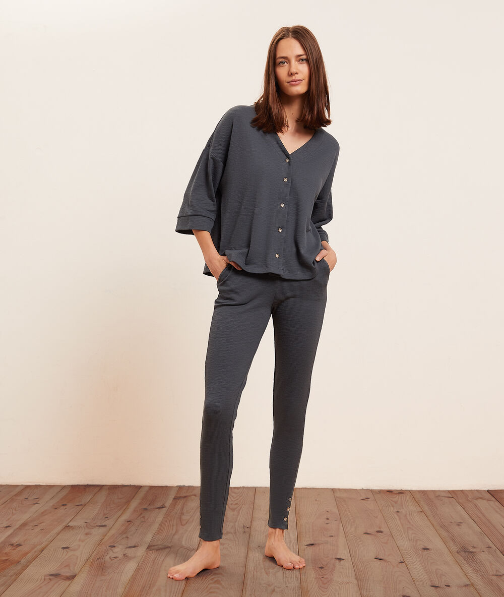 Chemise de pyjama manches courtes marine.