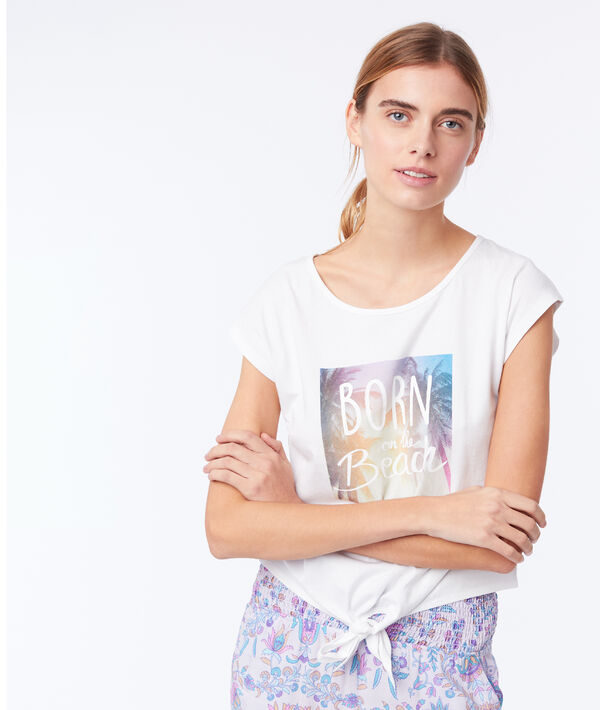 T-shirt noué "Born on the beach" T-shirt noué "Born on the beach"