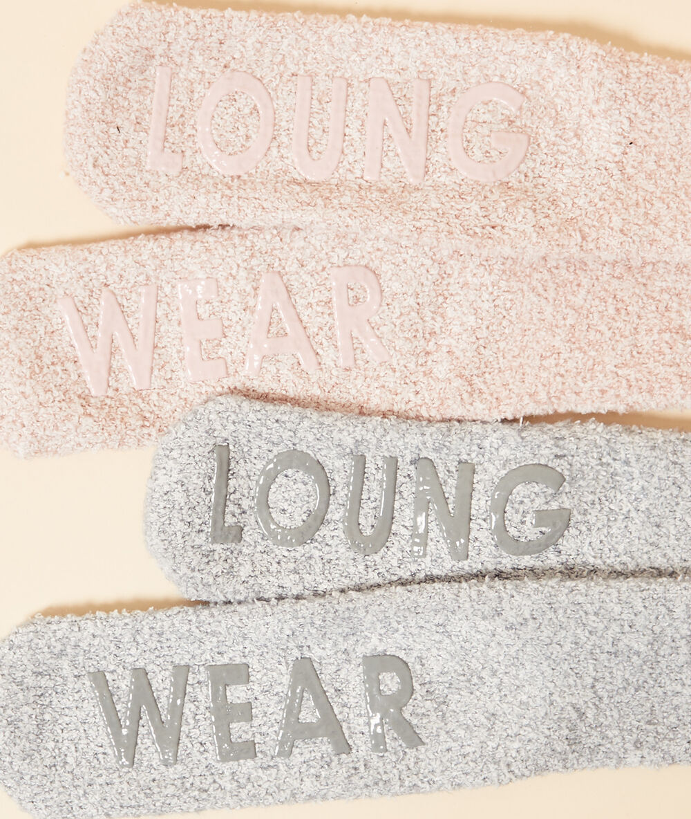 Lot de chaussettes cocooning rose poudre.