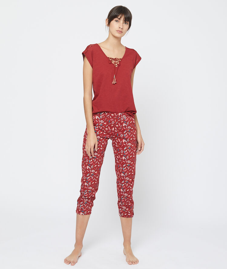 T- shirt dos dentelle bordeaux.