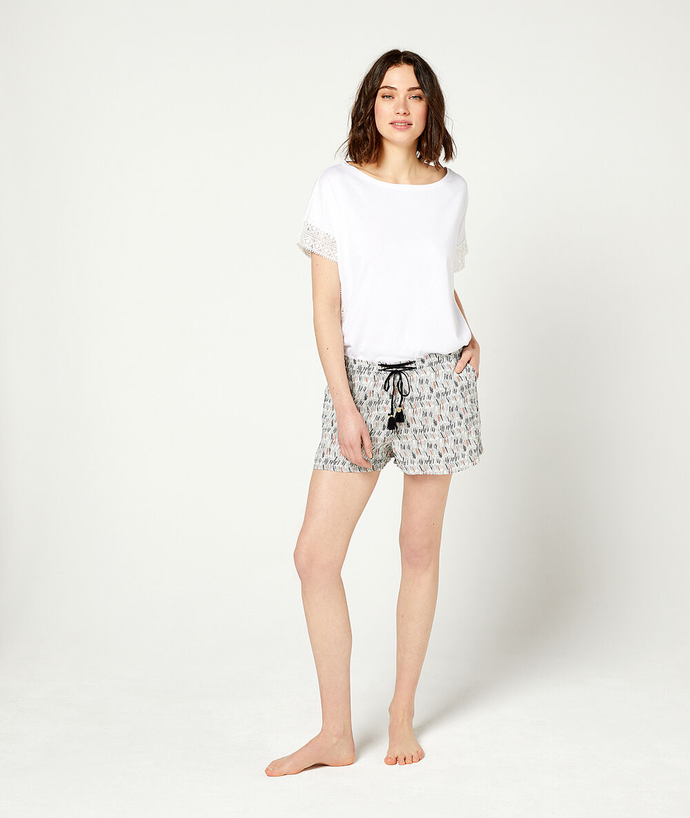 Short imprimé à nouer ecru.