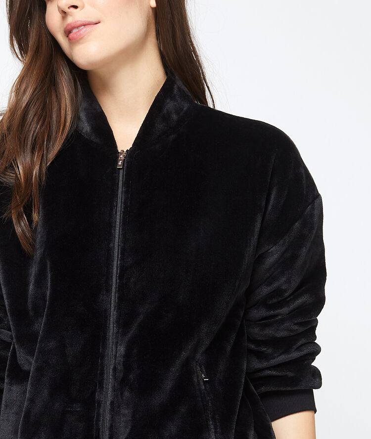 Veste homewear épaisse ultra douce noir.