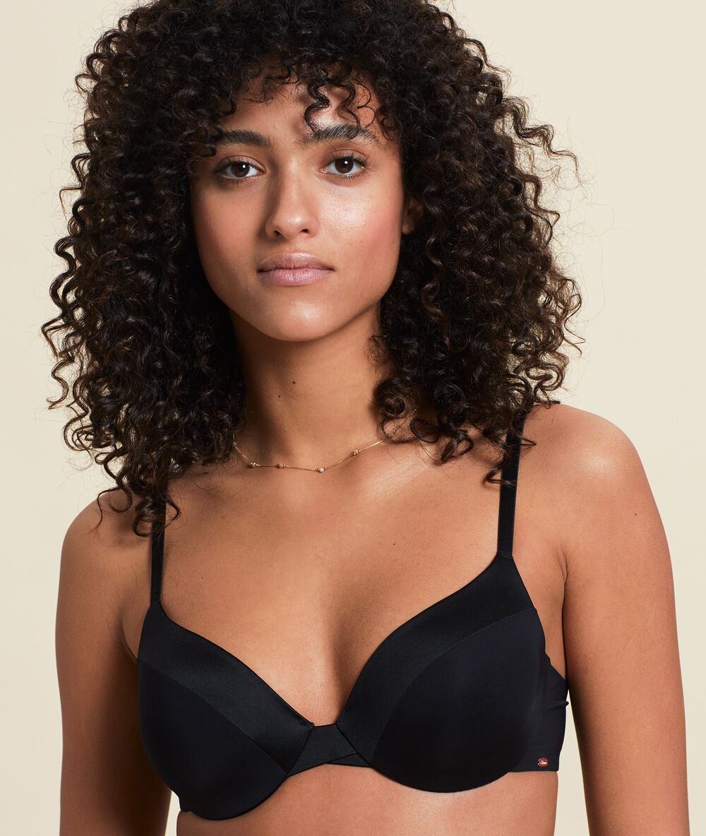 Soutien-gorge n°5 - coques fines en microfibre noir.