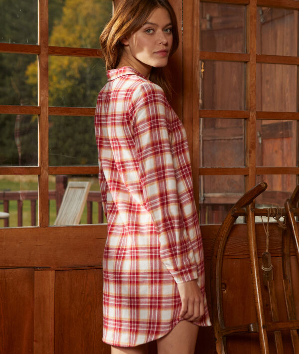 Chemise de nuit à carreaux en coton Chemise de nuit à carreaux en coton