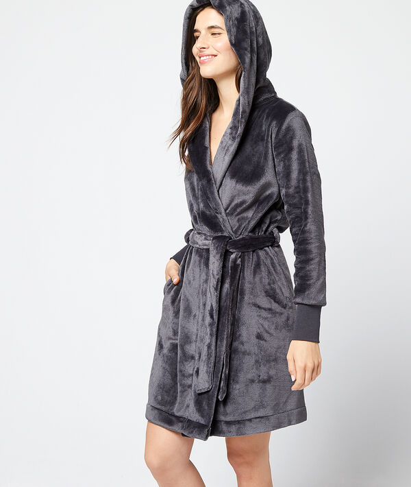 Déshabillé épais maille ultra douce gris.
