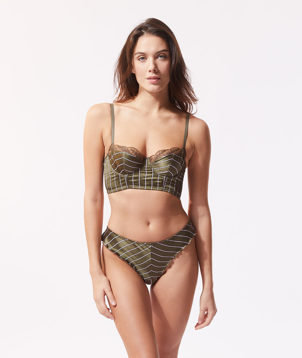 Bustier en soie kaki.