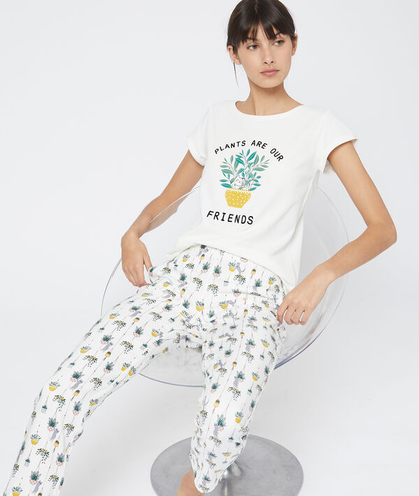 T-shirt "plants are our friends" en coton bio ecru.
