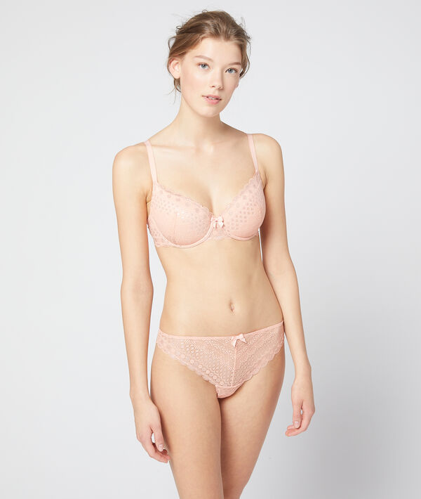 Soutien-gorge n°4 - ampliforme light en dentelle rose poudre.