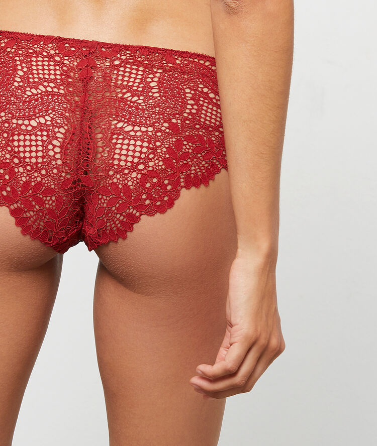 Shorty en dentelle brique roux.