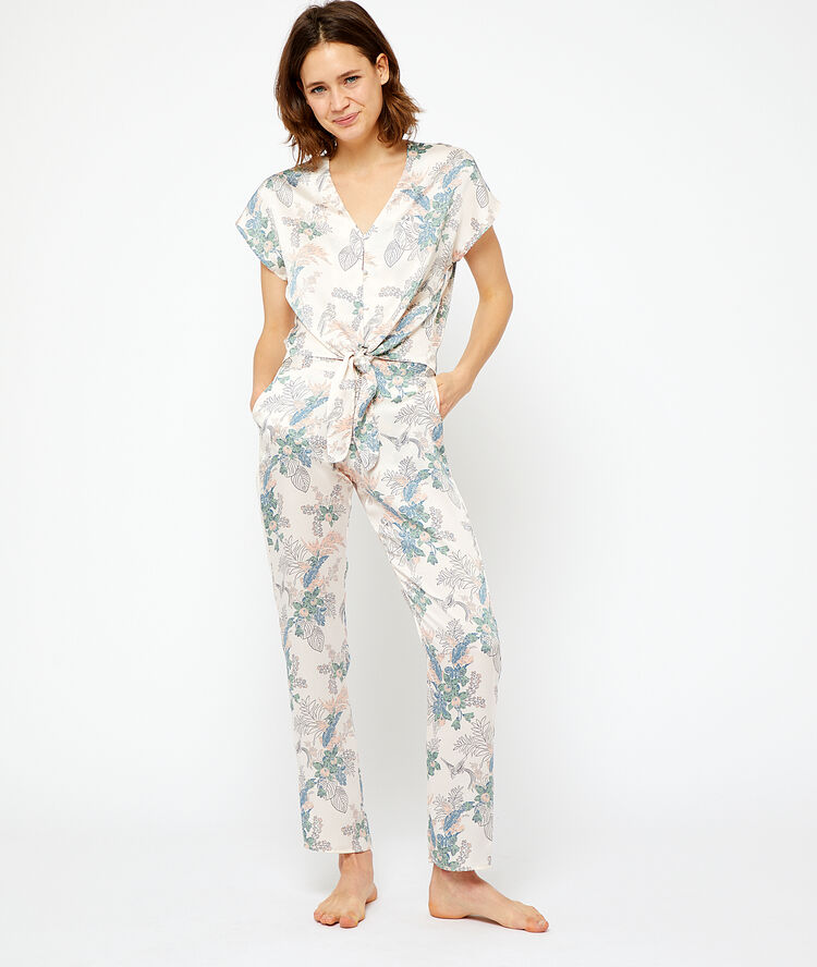 Pantalon de pyjama imprimé imp fond blanc.