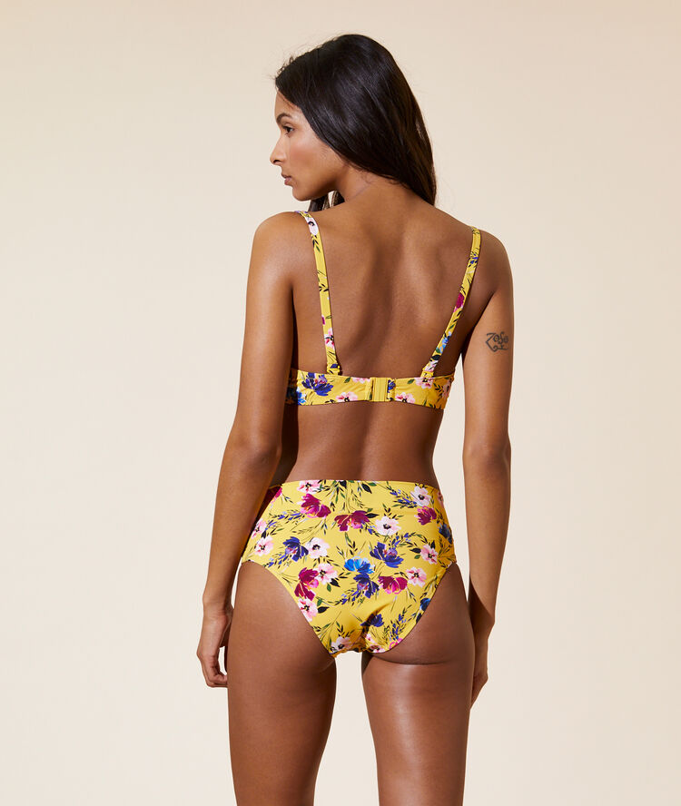 Haut de maillot de bain classique, coques fines jaune soleil.