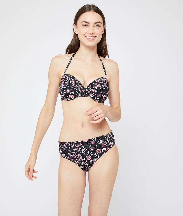 Haut de maillot de bain bandeau à imprimé floral multicolore.