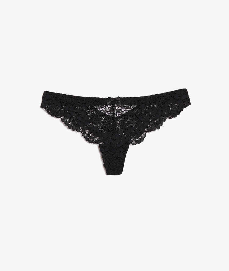 Tanga en dentelle noir.