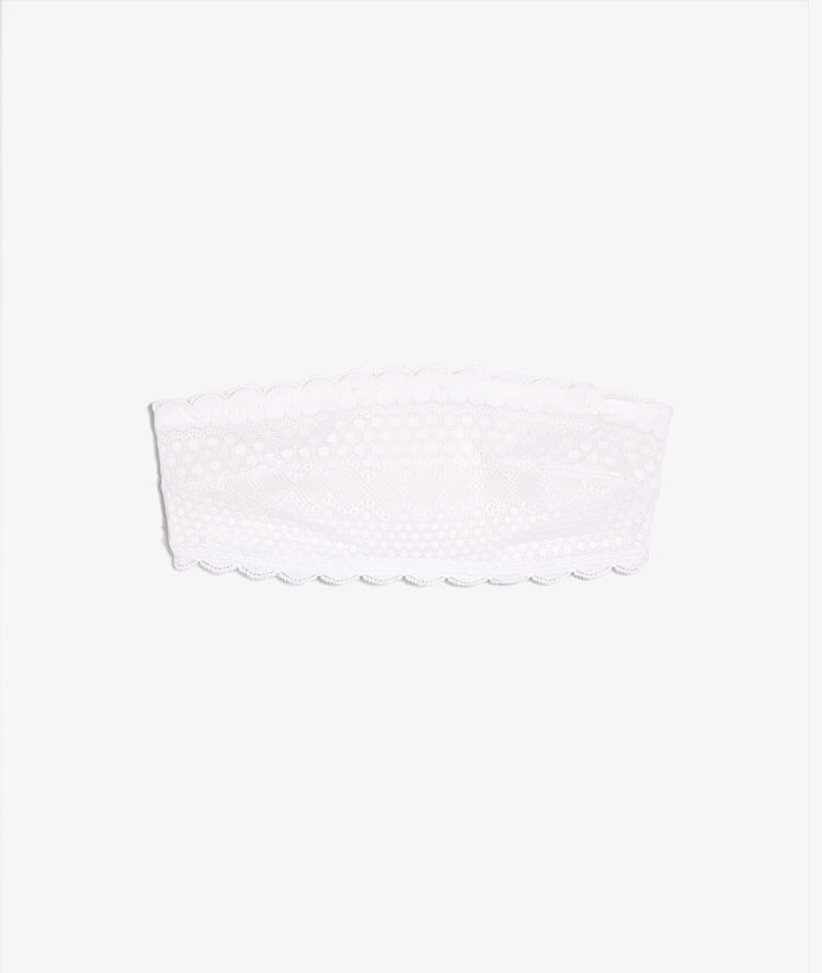 Soutien-gorge bandeau en dentelle blanc.