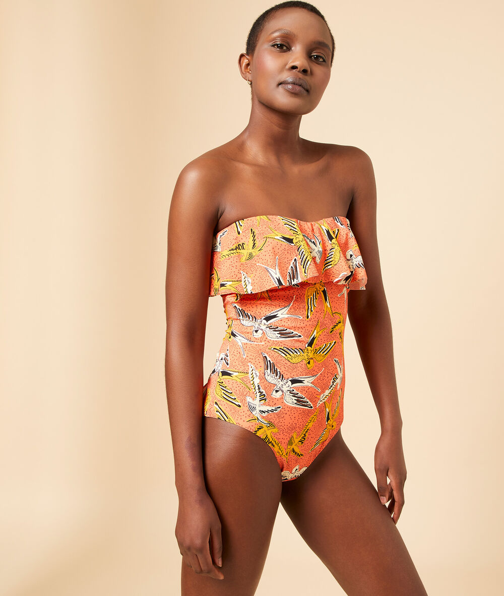 Maillot de bain une pièce, pads amovibles corail.