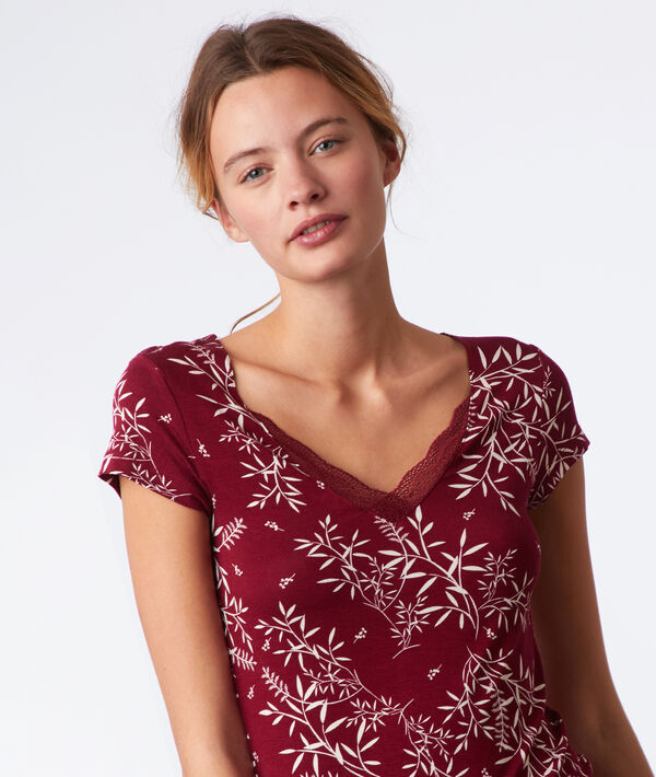Nuisette imprimé floral décolleté dentelle Nuisette imprimé floral décolleté dentelle
