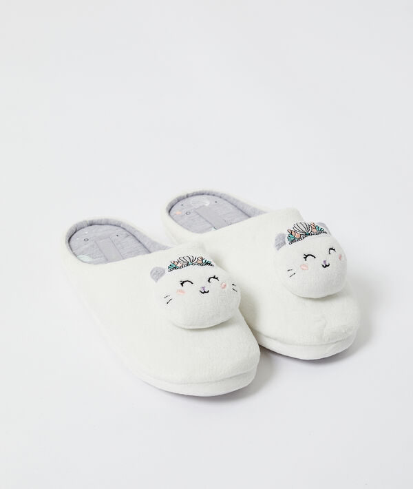Mules à pompons chat Mules à pompons chat
