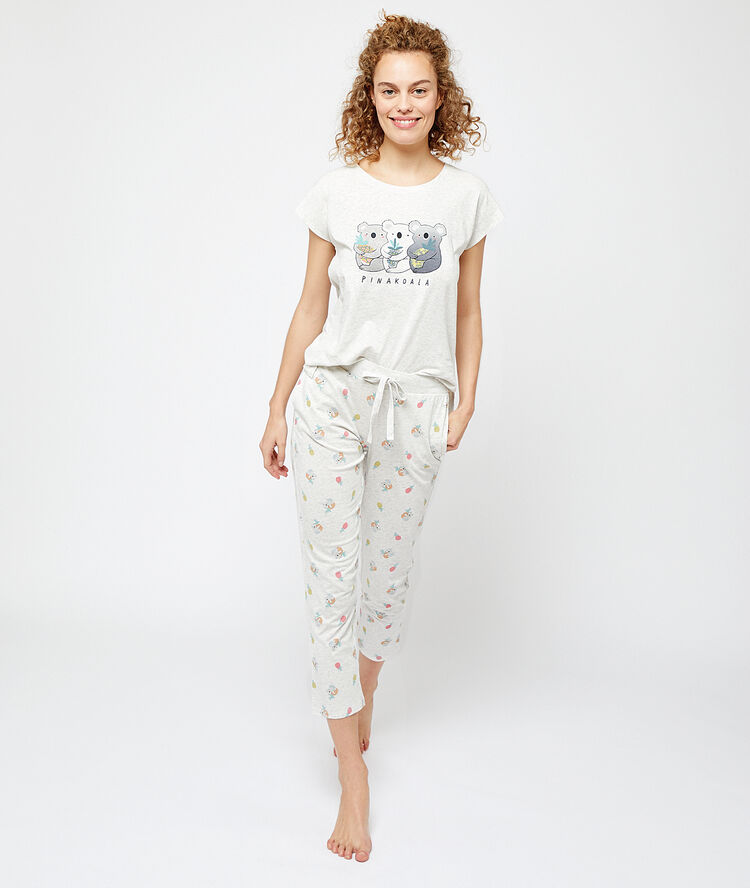 T-shirt imprimé "pinakoala" ecru.