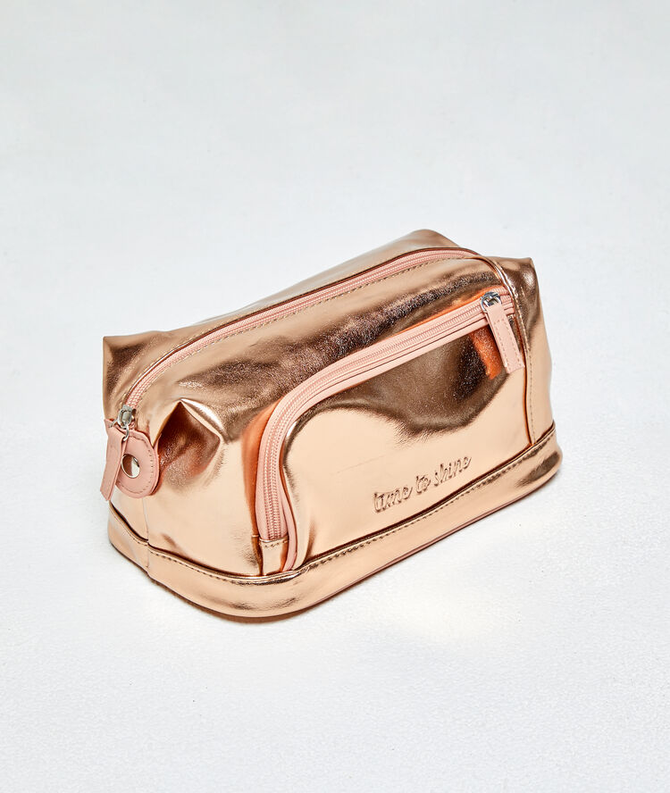 Trousse de toilette dorée or.