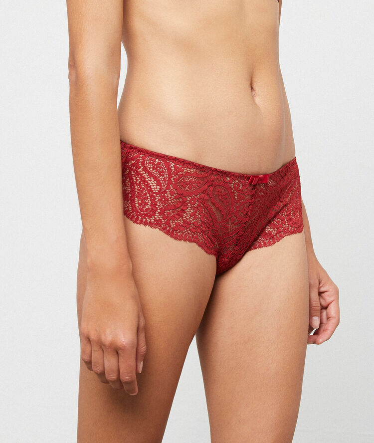 Shorty microfibre et dentelle brique roux.