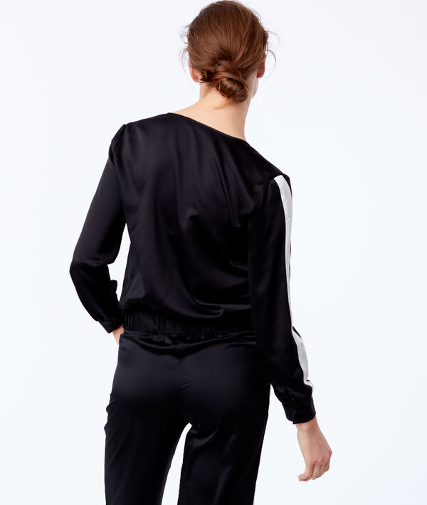 Veste satinée à bandes contrastées Veste satinée à bandes contrastées