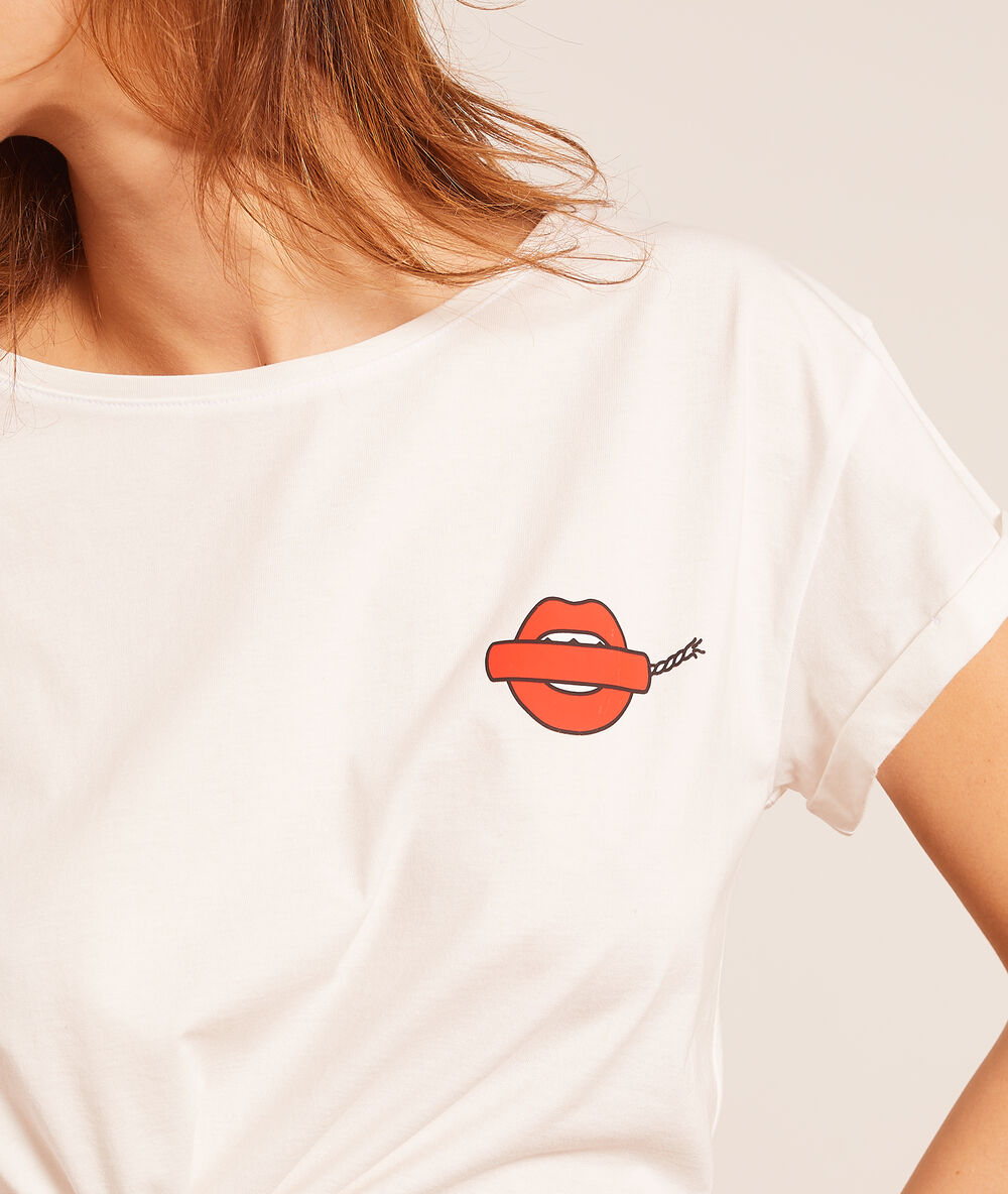 T-shirt tattoo "girlpower" blanc.