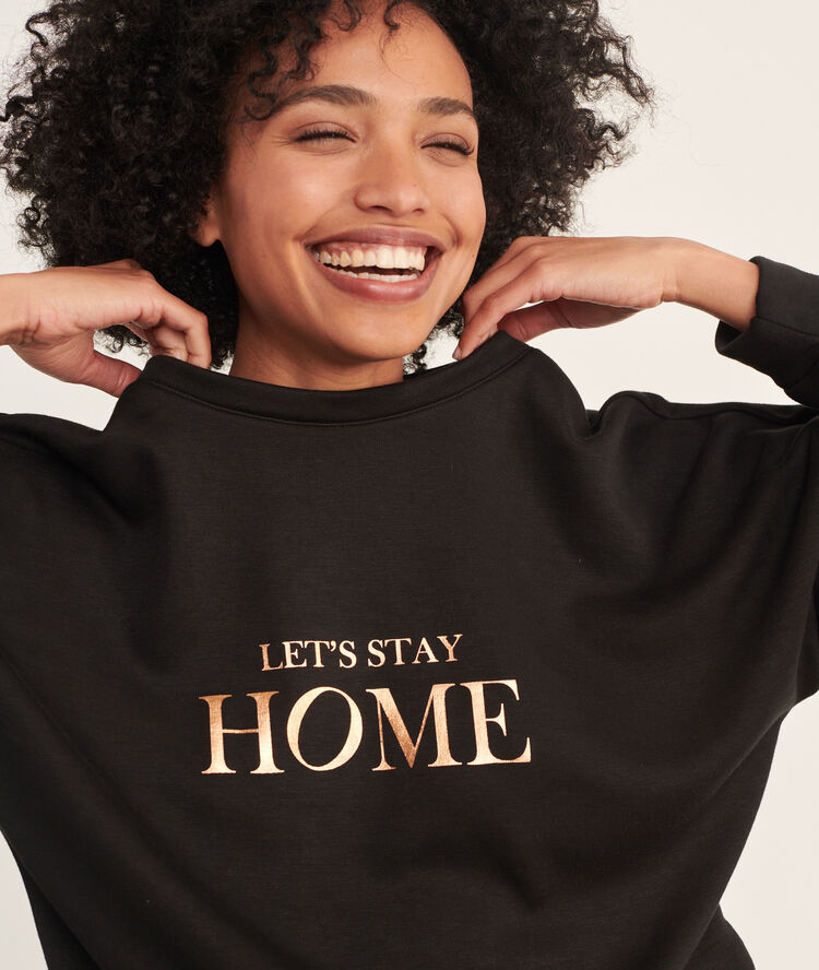 Top manches longues "let's stay home" noir.