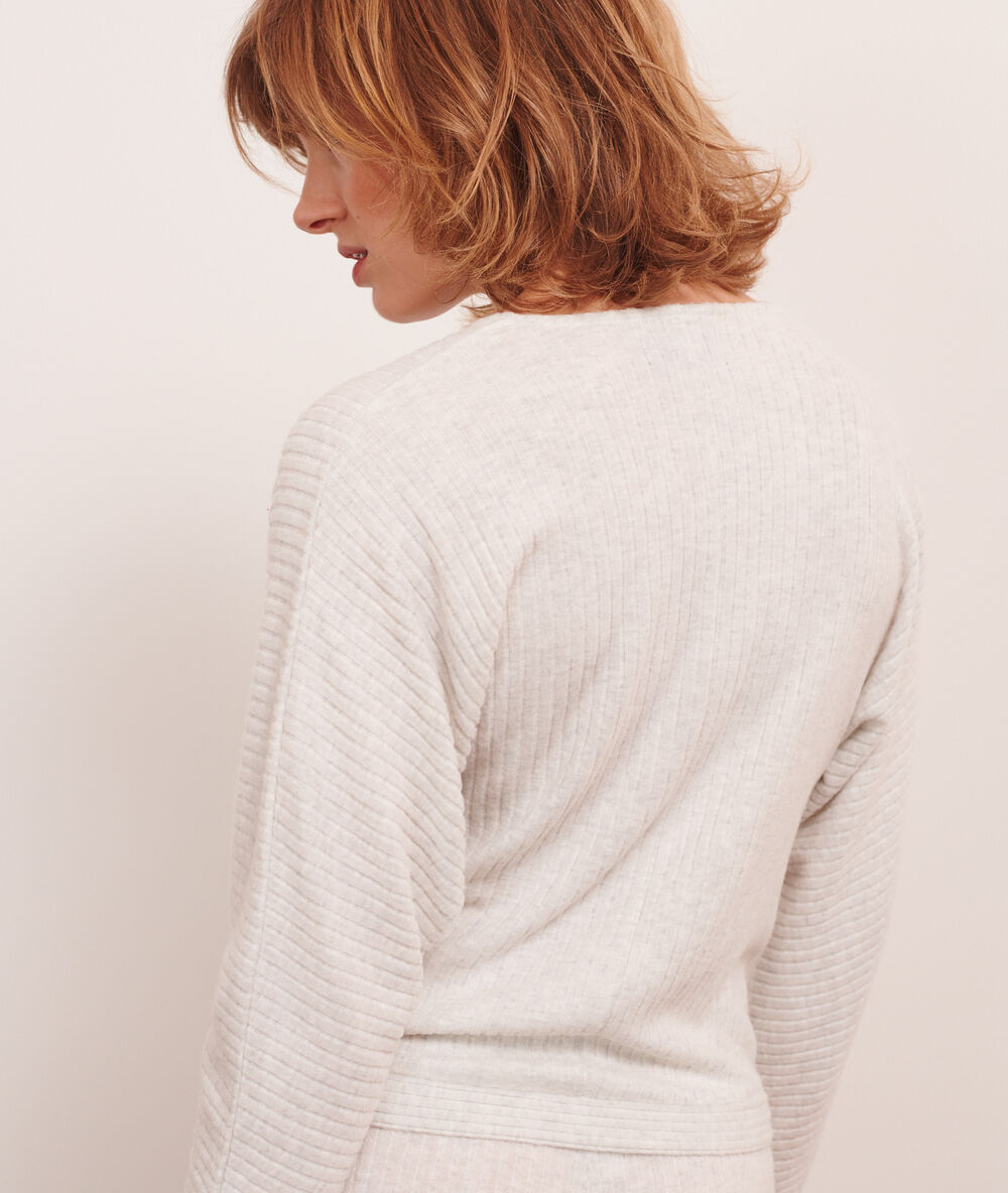 Top cache-coeur loungewear ecru.