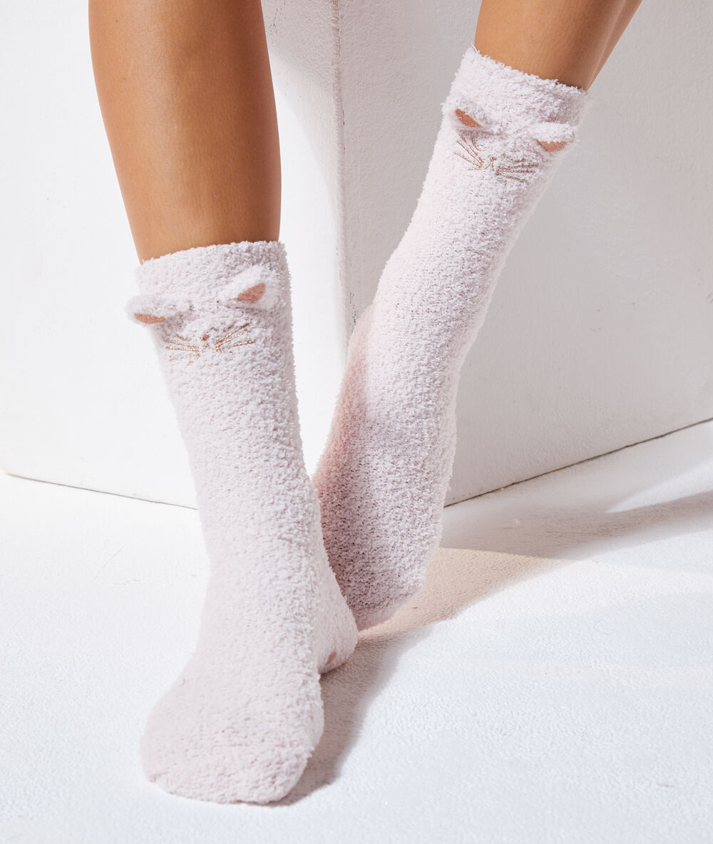 Chaussettes homewear en pilou pilou rose.