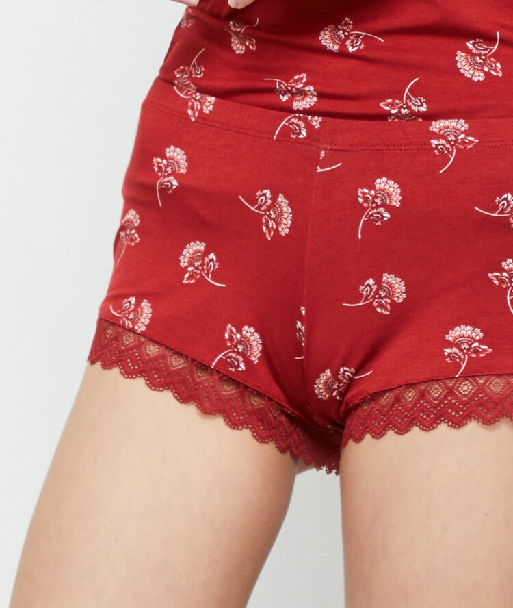 Short imprimé brique.