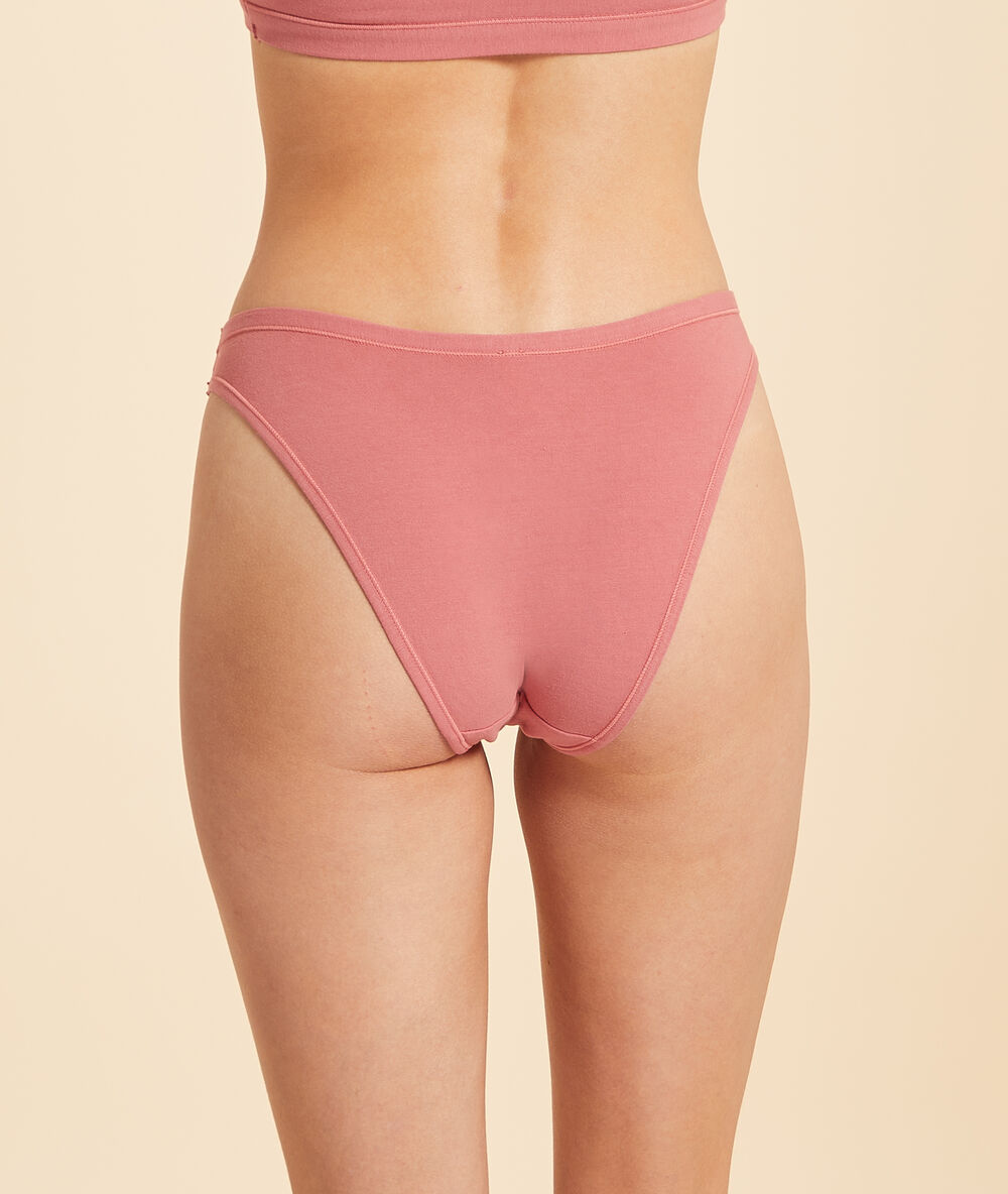 Culotte high leg en coton bio extensible terracotta.