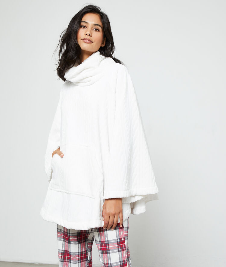 Poncho doublé ecru.