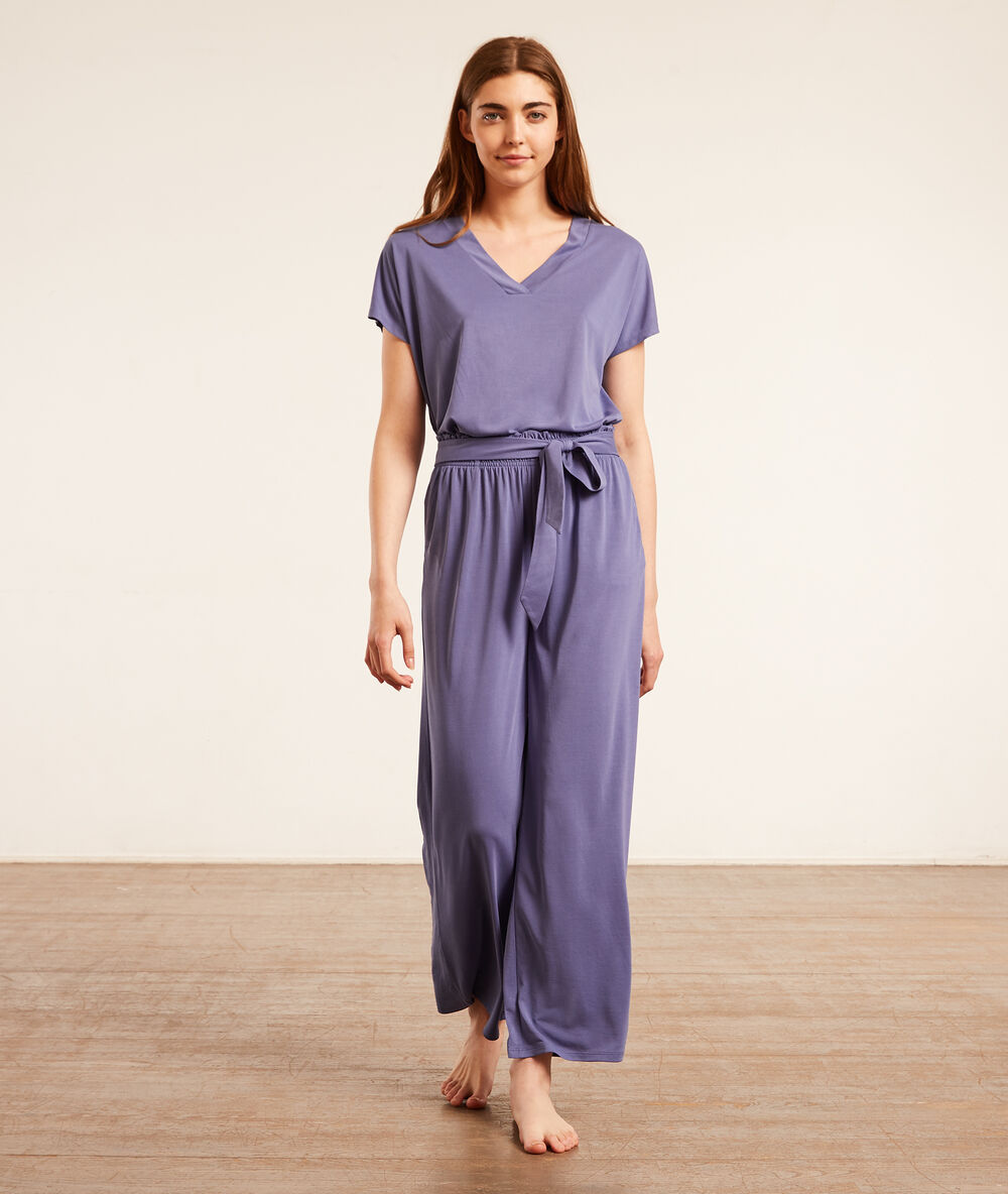 Pantalon de pyjama uni lilas.