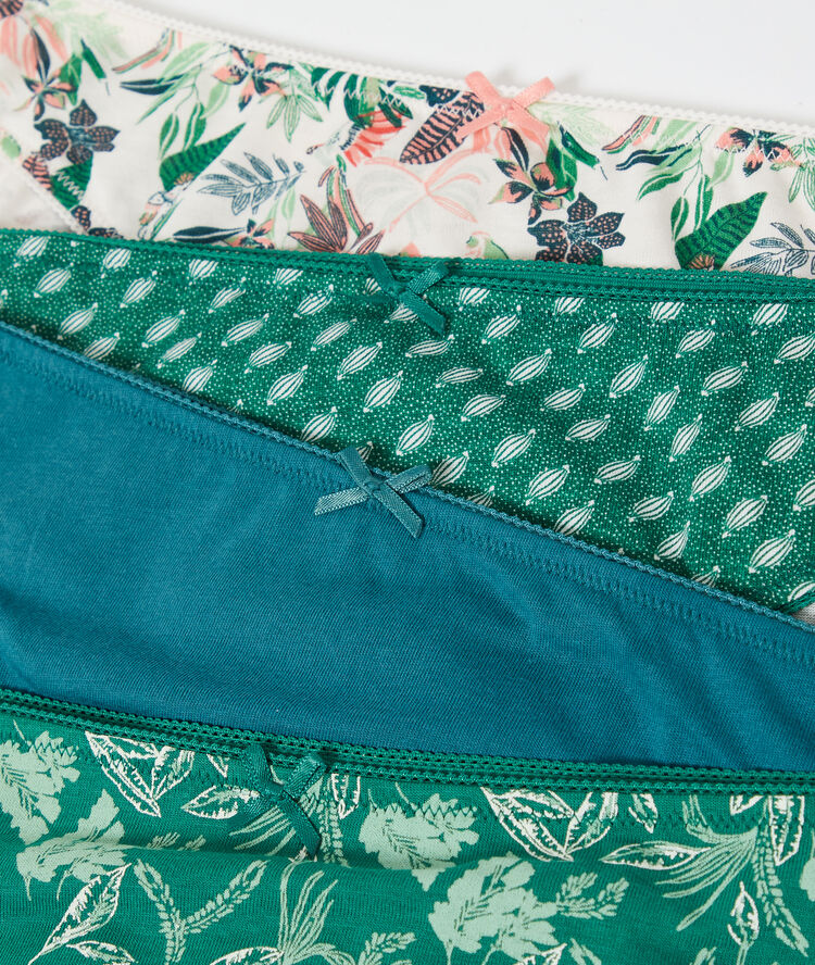 Lot de 4 culottes en coton biologique vert.